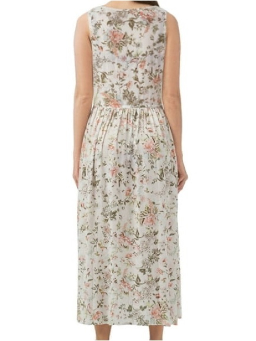 Frye Floral Midi Dress in Ivory and Blush Sleeveless Botton Front Size M Boho - Picture 3 of 14
